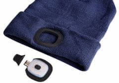 SIXTOL Čepice s čelovkou 180lm, nabíjecí, USB, univerzální velikost, bavlna/PE, modrá