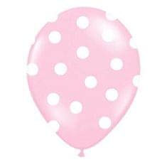 PartyDeco Balónek pastelový 30 cm puntík baby pink 50 ks