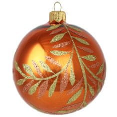 Decor By Glassor Skleněná vánoční koule oranžová
