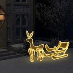 Greatstore Vánoční světelná dekorace vyplétaný sob se sáněmi 216 LED