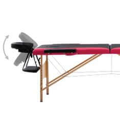 shumee Skládací masážní stůl 2 zóny dřevěný černý a růžový