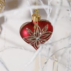 Decor By Glassor Vánoční srdce červené platinový květ (Velikost: 10)