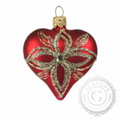 Decor By Glassor Vánoční srdce červené platinový květ (Velikost: 10)