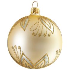 Decor By Glassor Vánoční koule zlatá dekor lístky (Velikost: 8)