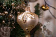 Decor By Glassor Vánoční srdce zlaté dekor lístky (Velikost: 10)