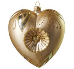 Decor By Glassor Vánoční srdce zlaté píchané s lístky