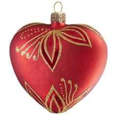 Decor By Glassor Vánoční srdce červené zlaté listy (Velikost: 10)