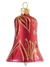 Decor By Glassor Vánoční zvonek červený zlaté listy