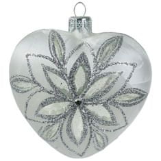 Decor By Glassor Vánoční srdce mrazolak s květinou (Velikost: 6)