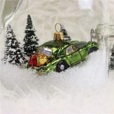 Decor By Glassor Vánoční ozdoba autíčko zelené se dvěma dárky