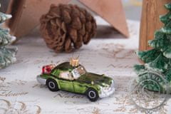 Decor By Glassor Vánoční ozdoba autíčko zelené se dvěma dárky