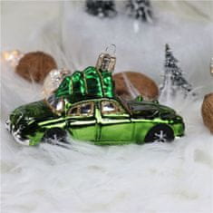Decor By Glassor Vánoční ozdoba autíčko zelené se stromkem