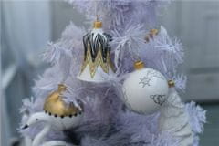 Decor By Glassor Vánoční zvonek bílý černozlatý dekor (Velikost: 8)