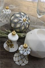 Decor By Glassor Vánoční zvonek bílý se zlatým stromečkem
