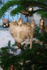 Decor By Glassor Vánoční srdce krémové lístky