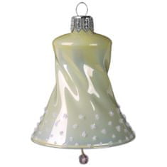 Decor By Glassor Skleněný zvoneček s bílým zdobením