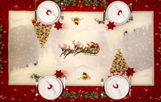 Dům Vánoc Vánoční ubrus s motivem Santa 140x140 cm