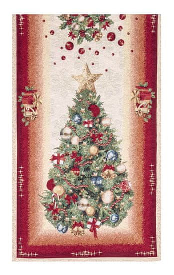 Dům Vánoc Vánoční běhoun s motivem Stromečky a dárky 45x140 cm