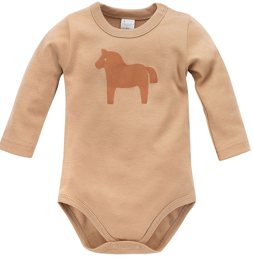 PINOKIO dětské body Wooden Pony z organické bavlny 1-02-2111-010 hnědá 74