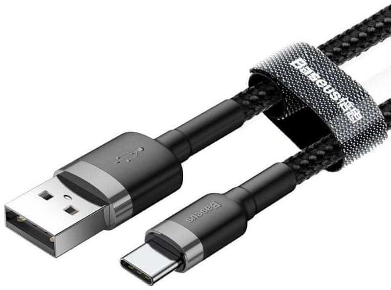 Levně BASEUS Datový kabel Cafule USB-C 3m 2A šedo-černý (CATKLF-UG1)