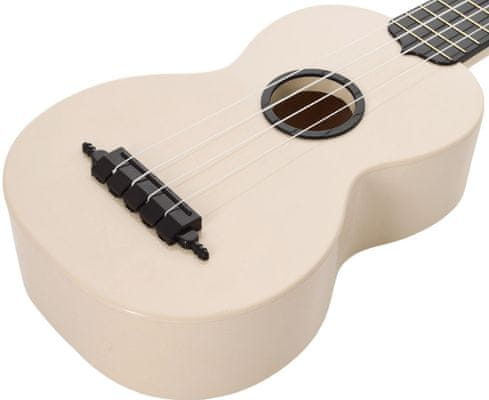  krásne sopránové ukulele WOODI WU-21WH BK lesklá povrchová úprava 12 pražcov plnohodnotný zvuk zhotovené z odolnej umelej hmoty krásnej aj ako darček 