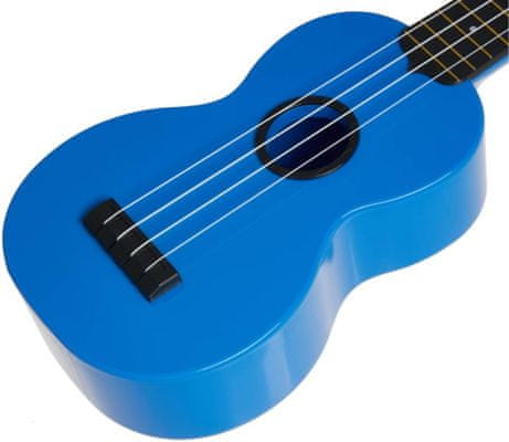 krásné sopránové ukulele WOODI UK-21BL BK lesklá povrchová úprava 12 pražců plnohodnotný zvuk zhotovené z odolné umělé hmoty krásné také jako dárek
