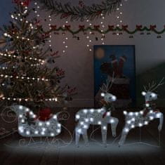 Greatstore Vánoční dekorace sobi a sáně 60 LED venkovní stříbrná