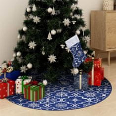 Greatstore Luxusní podložka pod vánoční stromek s punčochou modrá 150 cm