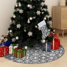 Greatstore Luxusní podložka pod vánoční stromek s punčochou šedá 122 cm