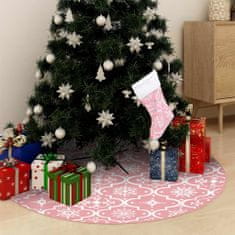 shumee Luxusní podložka pod vánoční stromek s punčochou růžová 150 cm
