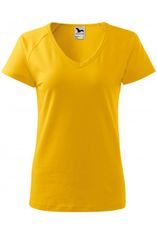 Malfini Dámské triko zúženě, raglánový rukáv, žlutá, XS