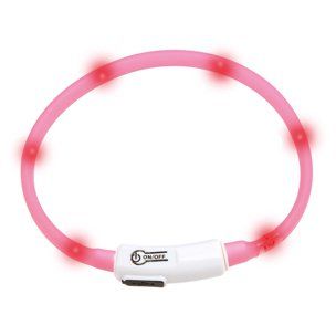 Karlie LED světelný obojek pro kočky, růžový, obvod 20-35 cm