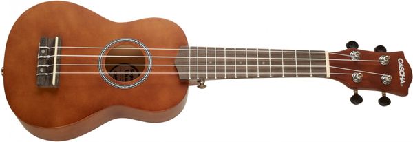 akustické sopránové ukulele Cascha 12 pražců lípa wpc materiál otevřená ladicí mechanika obal trsátka pro začátečníky