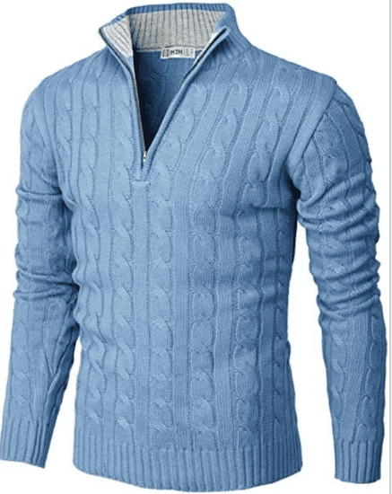 ORSI Pánský svetr s krátkým zipem, modrý