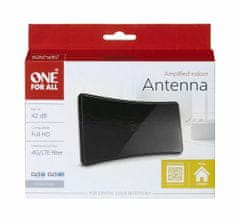 One For All SV9420 Amplified indoor TV antenna up to 42dB, Curved Black, vnitřní anténa, černá