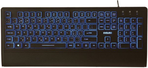 Evolveo LK652 nízkoprofilová klasická klávesnice modré podsvícení