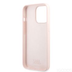 Karl Lagerfeld & Choupette Ikonik silikonový kryt na iPhone 13 Pro, růžový Pískově růžová