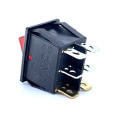 Tracon Electric Kolébkový vypínač ON-OFF, 2 obvody, červený, 16A, 250V, 0-I Balení: 2 ks