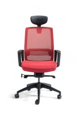 bestuhl Kancelářská židle J17 s nastavitelnými područkami a podhlavníkem, červená