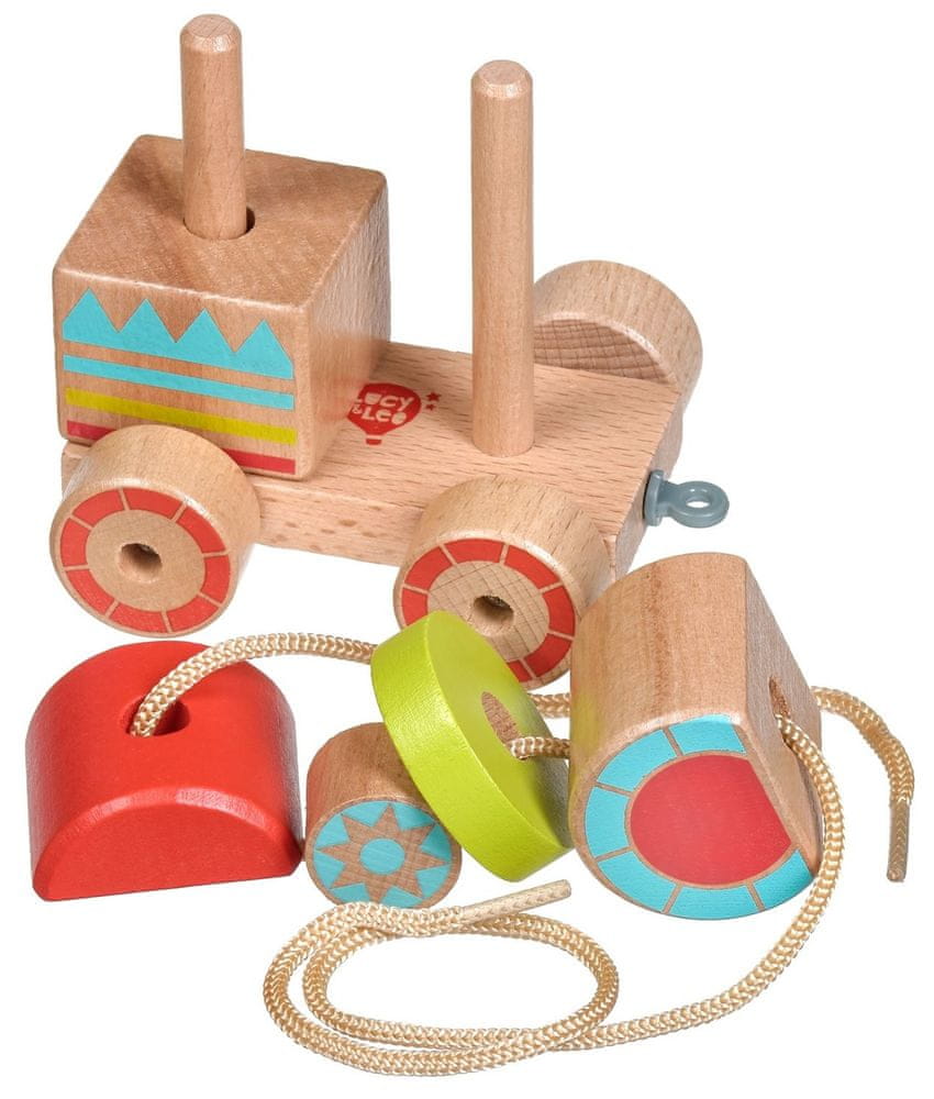 Lucy&Leo 157 Dřevěná tahací mašinka – skládačka 6 dílů