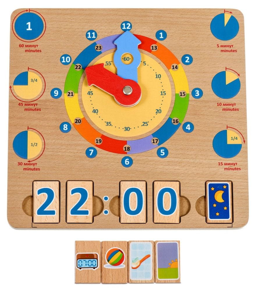 Levně Lucy&Leo 184 Učíme se hodiny – dřevěná naučná hrací deska - rozbaleno