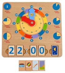 Lucy&Leo 184 Učíme se hodiny – dřevěná naučná hrací deska - rozbaleno