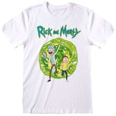 CurePink Pánské tričko Rick And Morty: Portal (L) bílé bavlna