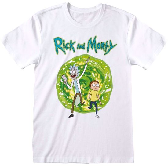 CurePink Pánské tričko Rick And Morty: Portal (S) bílé bavlna
