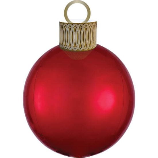 Amscan Fóliový balónek Vánoční koule červená 38x50cm