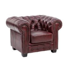 Massive Home Luxusní sedací souprava, starožitná červená Chesterfield z pravé kůže