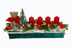 RK Dekorace Vánoční adventní šála zelená s medvídkem 46 cm