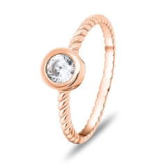 Brilio Silver Něžný bronzový prsten se zirkonem RI015R (Obvod 50 mm)