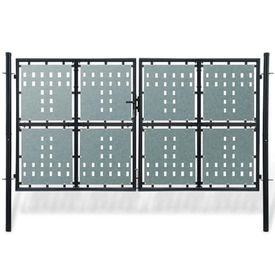 Vidaxl Černá dvoukřídlá plotová brána 300 x 225 cm