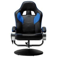 Greatstore Sportovní polohovací židle s podnožkou modrá umělá kůže